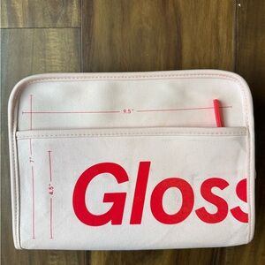 Glossier Pink and Red Cosmetic Bag